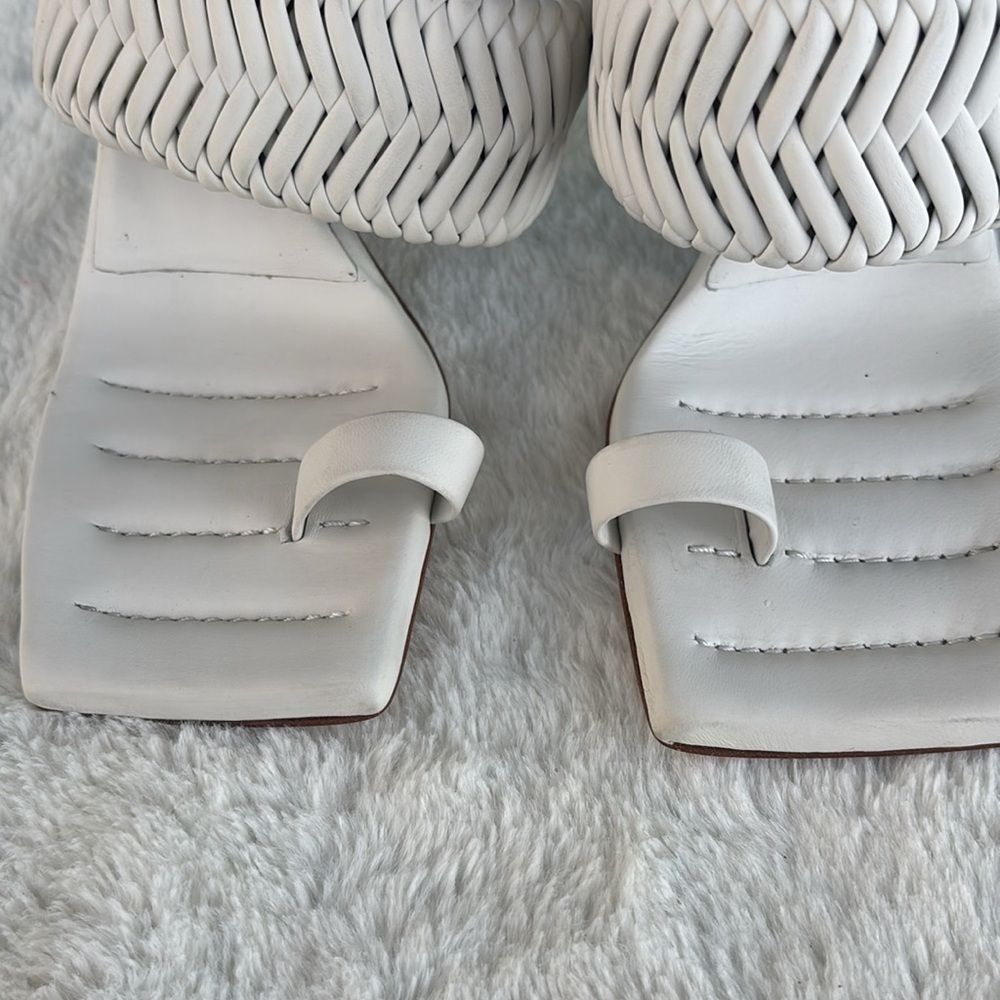 EUC GIA/RHW Sandal Open Toe Slide Mule White EU 36 Retails $370 Leather Braided - Picture 10 of 10